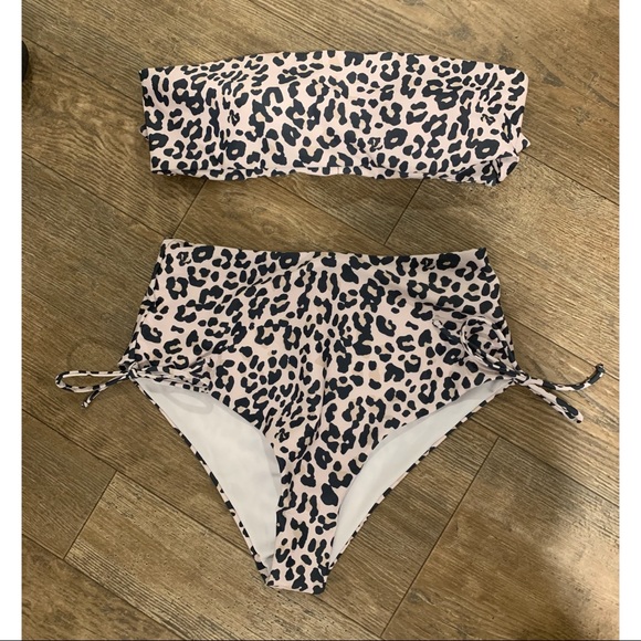 Topnana Leopard Bandeau High Waist Bikini SET - Picture 2 of 5